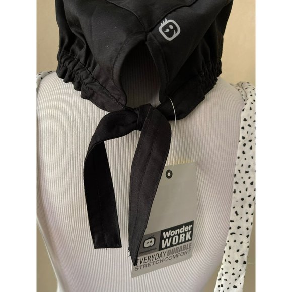 Wonder Work Stretch Comfort Professional Work Scrub Hat/Cap & Black/White Polka - Picture 5 of 11